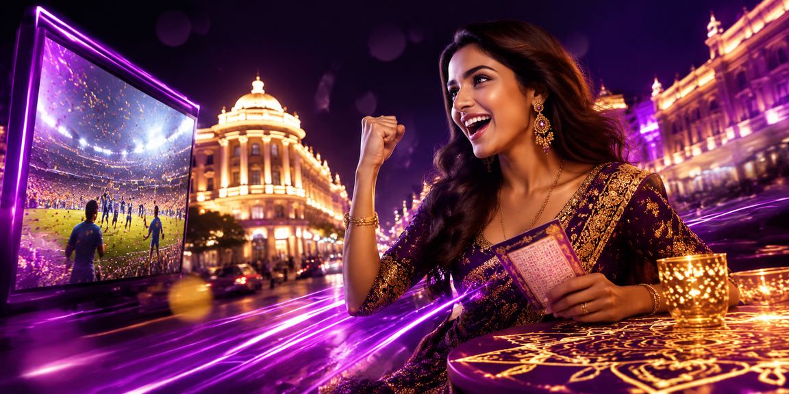 Lotteries and gaming in Delhi with bright neon lights