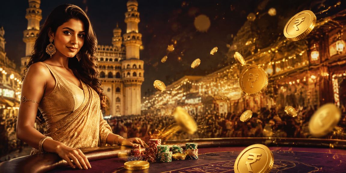 Charminar Hyderabad with digital payment symbols showcasing betting platform convenience